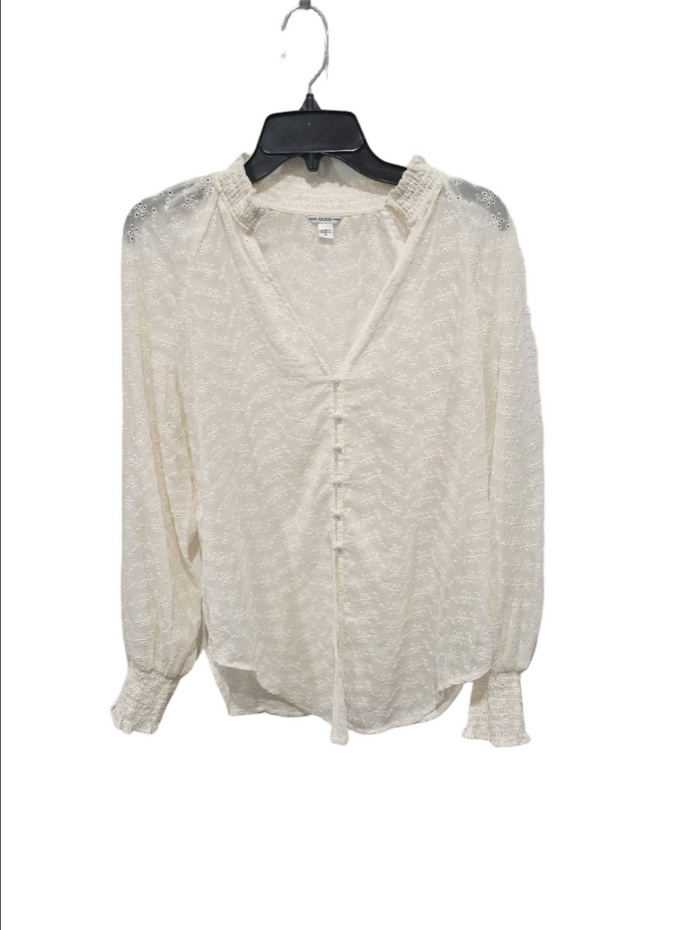 GUESS Charisse Eyelet Long Sleeve Blouse Medium